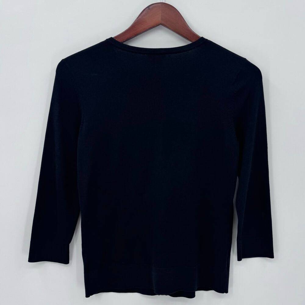 Ann Taylor Black Cardigan Button Front 3/4 Sleeve Classic Minimalist Size Small - Picture 3 of 7